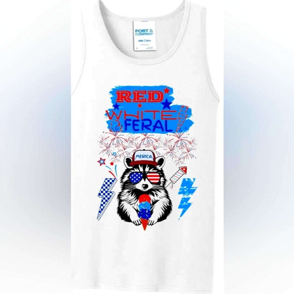 Red White and Feral Graphic Tank Top